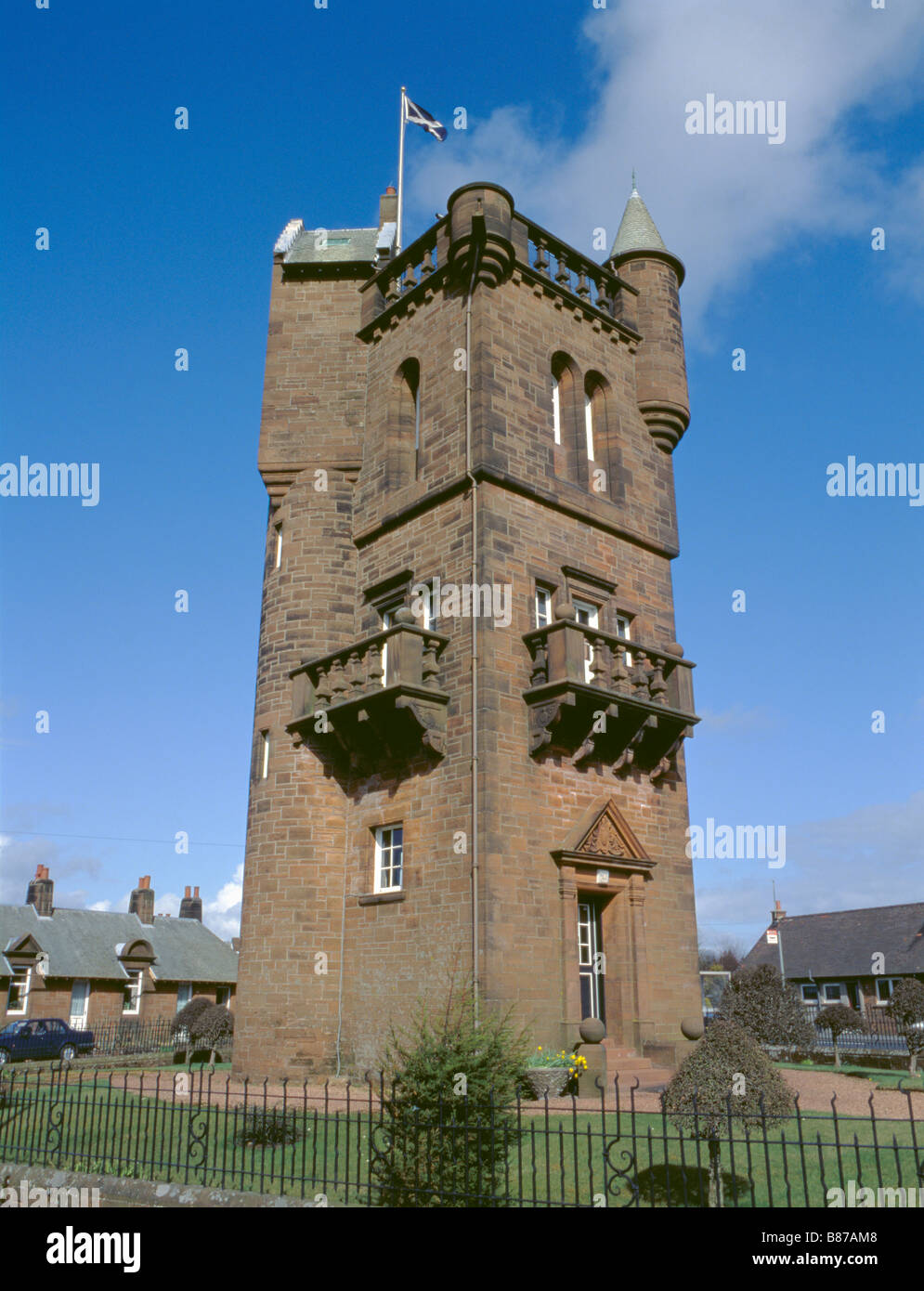 Burns Memorial Tower, Mauchline village, près de Ayr, Ayrshire, Strathclyde, Écosse, Royaume-Uni. Banque D'Images