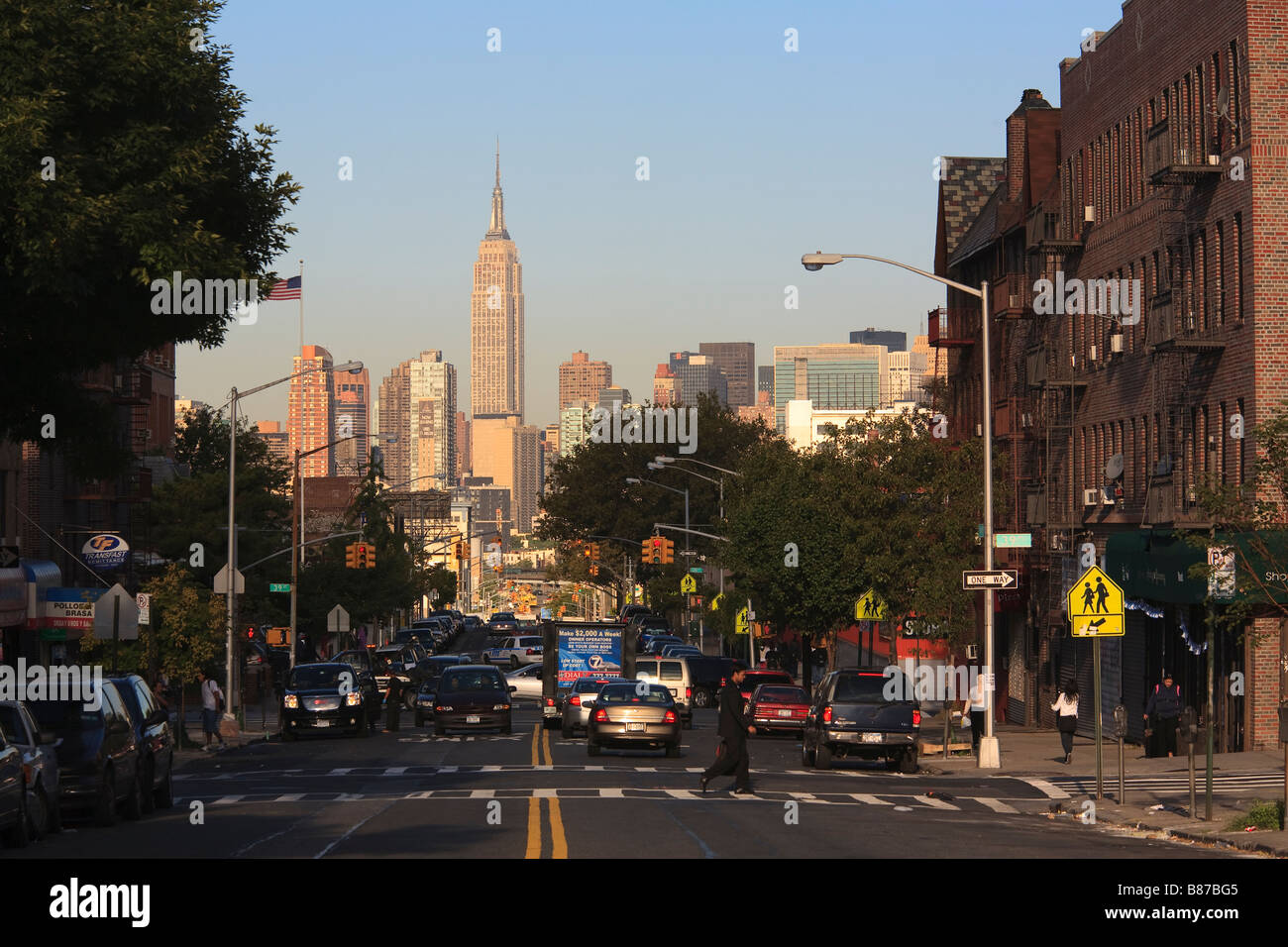 Empire State Building et Manhattan skyline New York Queens de Sunnyside Banque D'Images