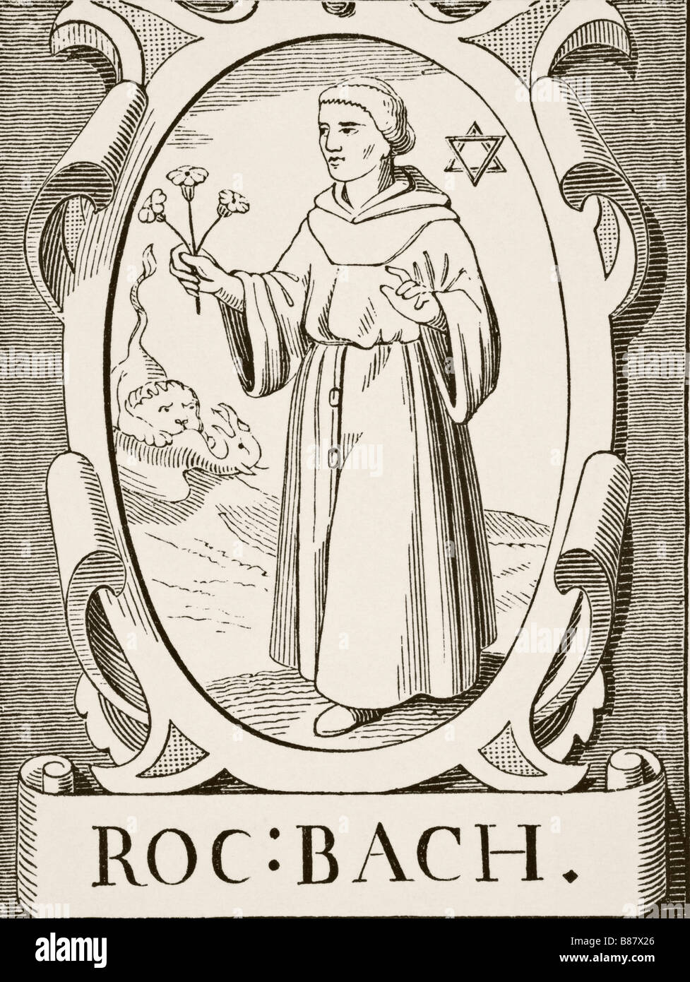 Roger Bacon, vers 1214 - 1294, alias Docteur mirabilis. Philosophe anglais médiéval et frère franciscain. Banque D'Images