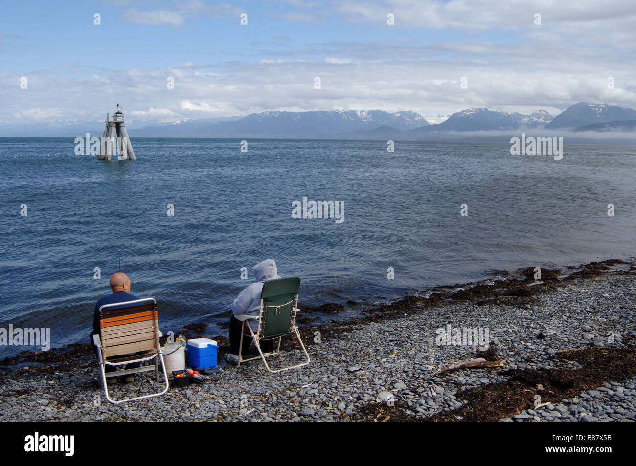 Plage des pêcheurs sur l'Alaska Homer Banque D'Images