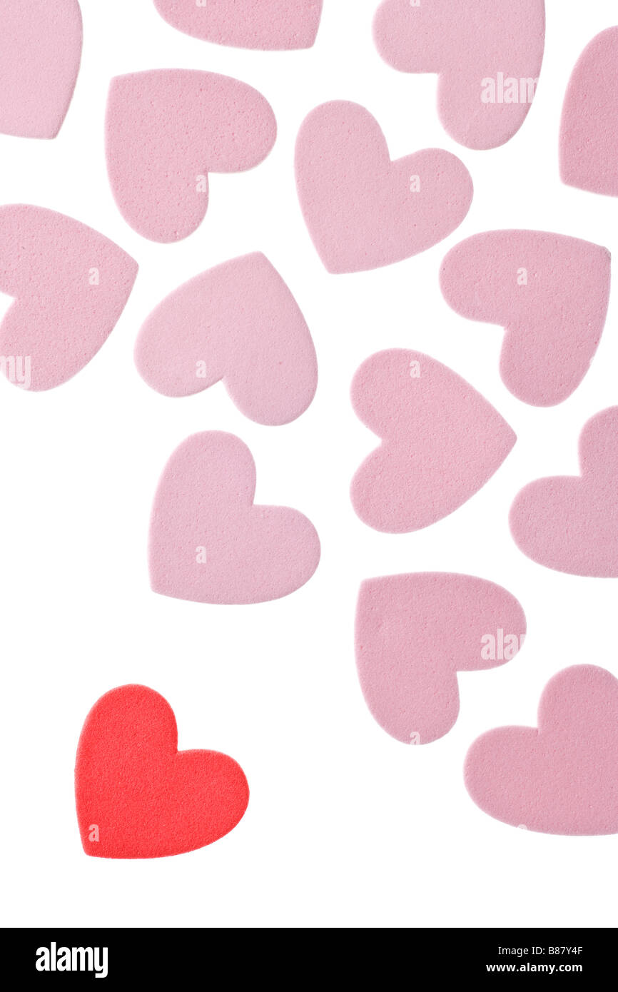 Valentine s Day Coeurs mousse isolé sur fond blanc Banque D'Images