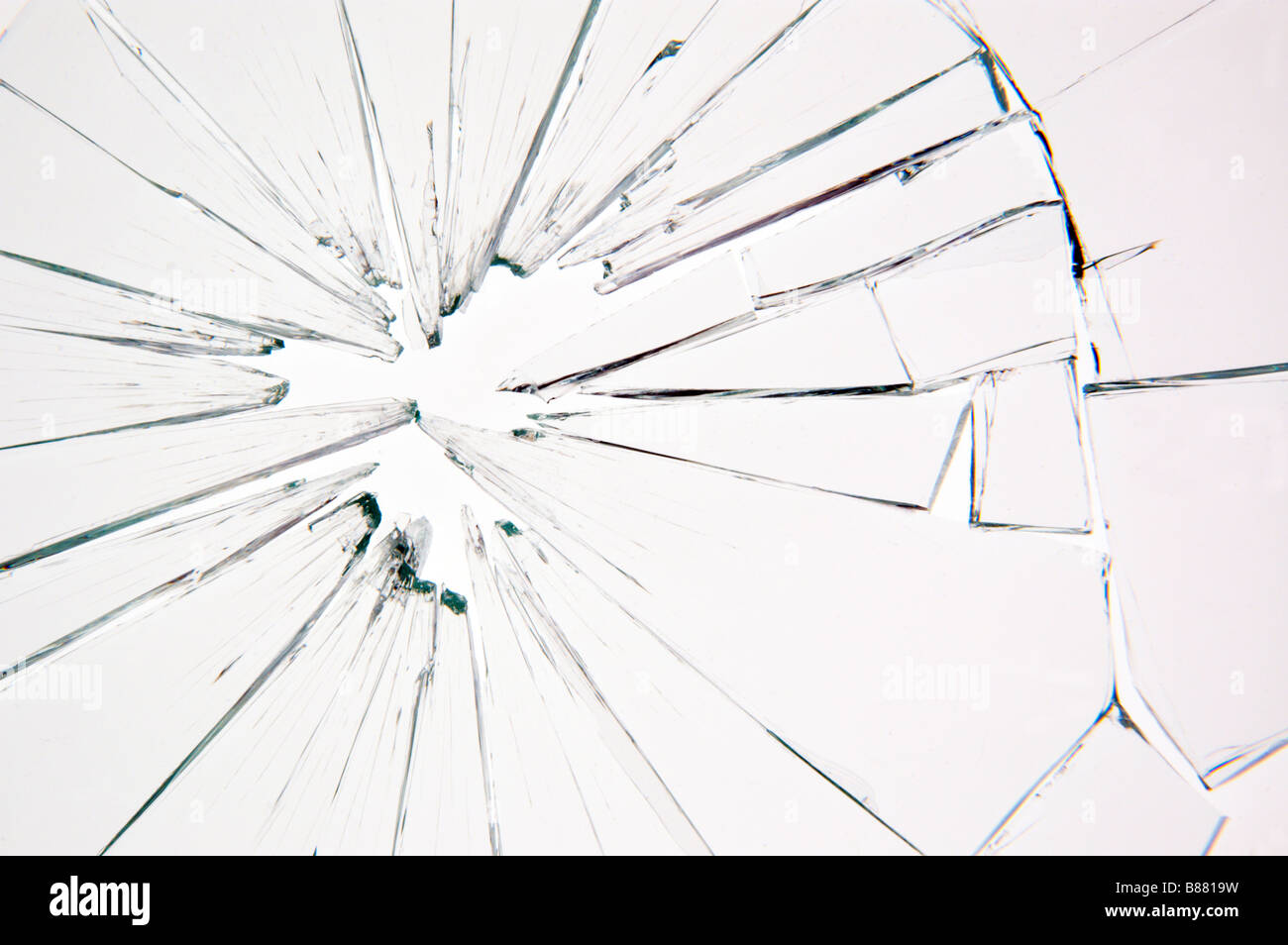 Point d'impact sur un panneau de verre Banque D'Images