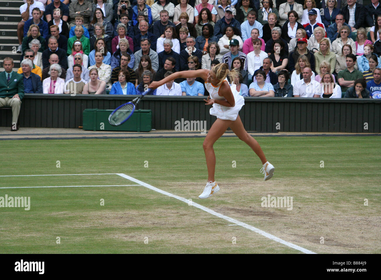 Maria Sharapova en fnals ou semi à Wimbledon Venus Williams 2005 Banque D'Images
