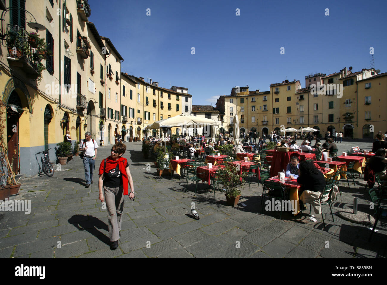 Piazza del Mercato, Lucca, Toscane, Italie Banque D'Images