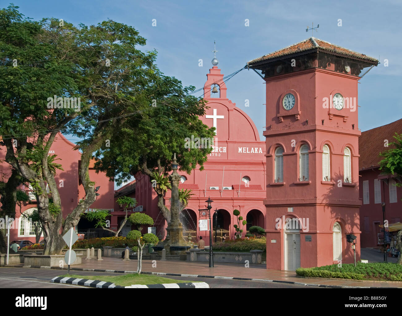 La Malaisie Malacca Christ Church tower Banque D'Images