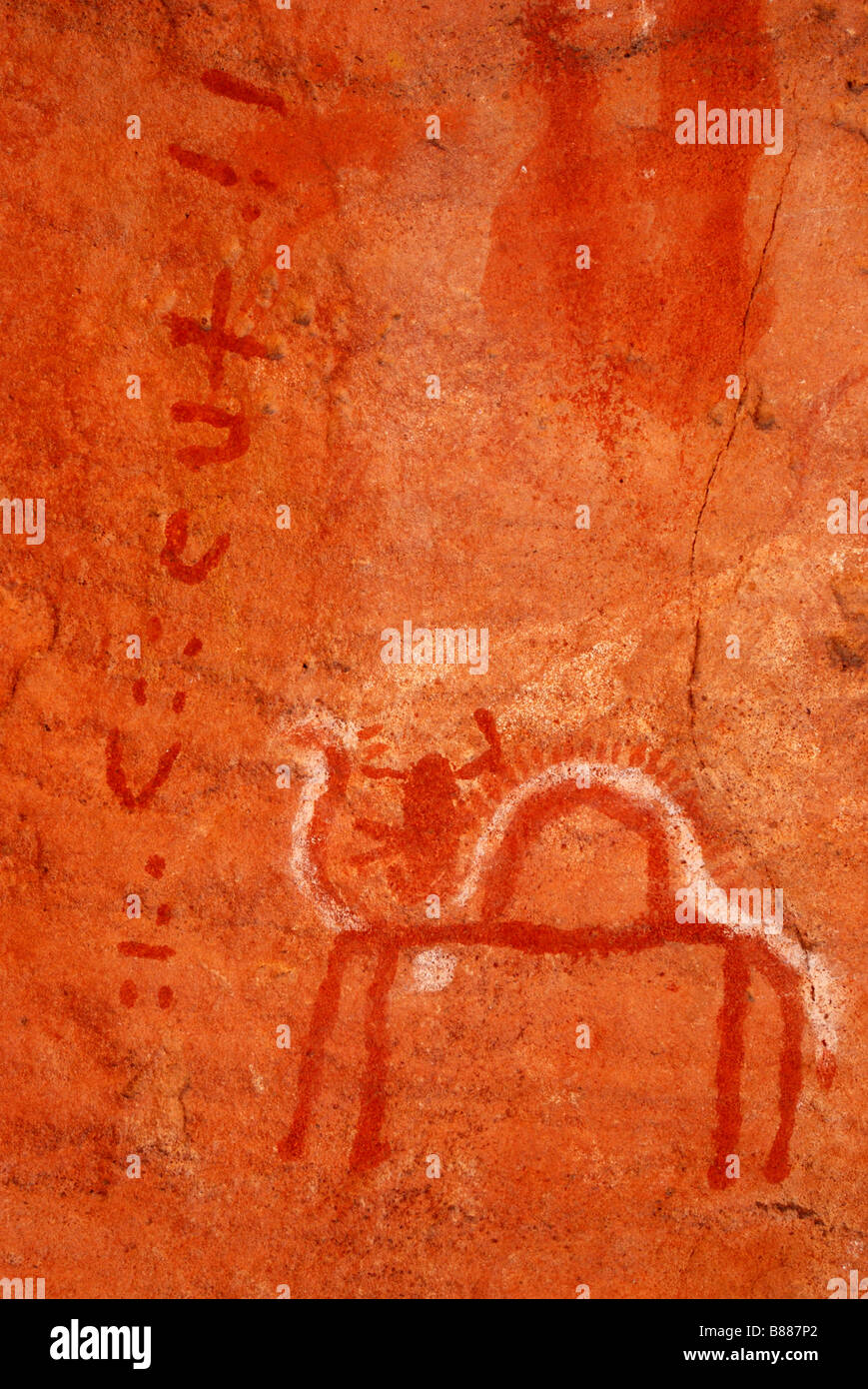 Les peintures rupestres de Messak Mellel Mellel (Wadi ou Messak Mellet) Banque D'Images