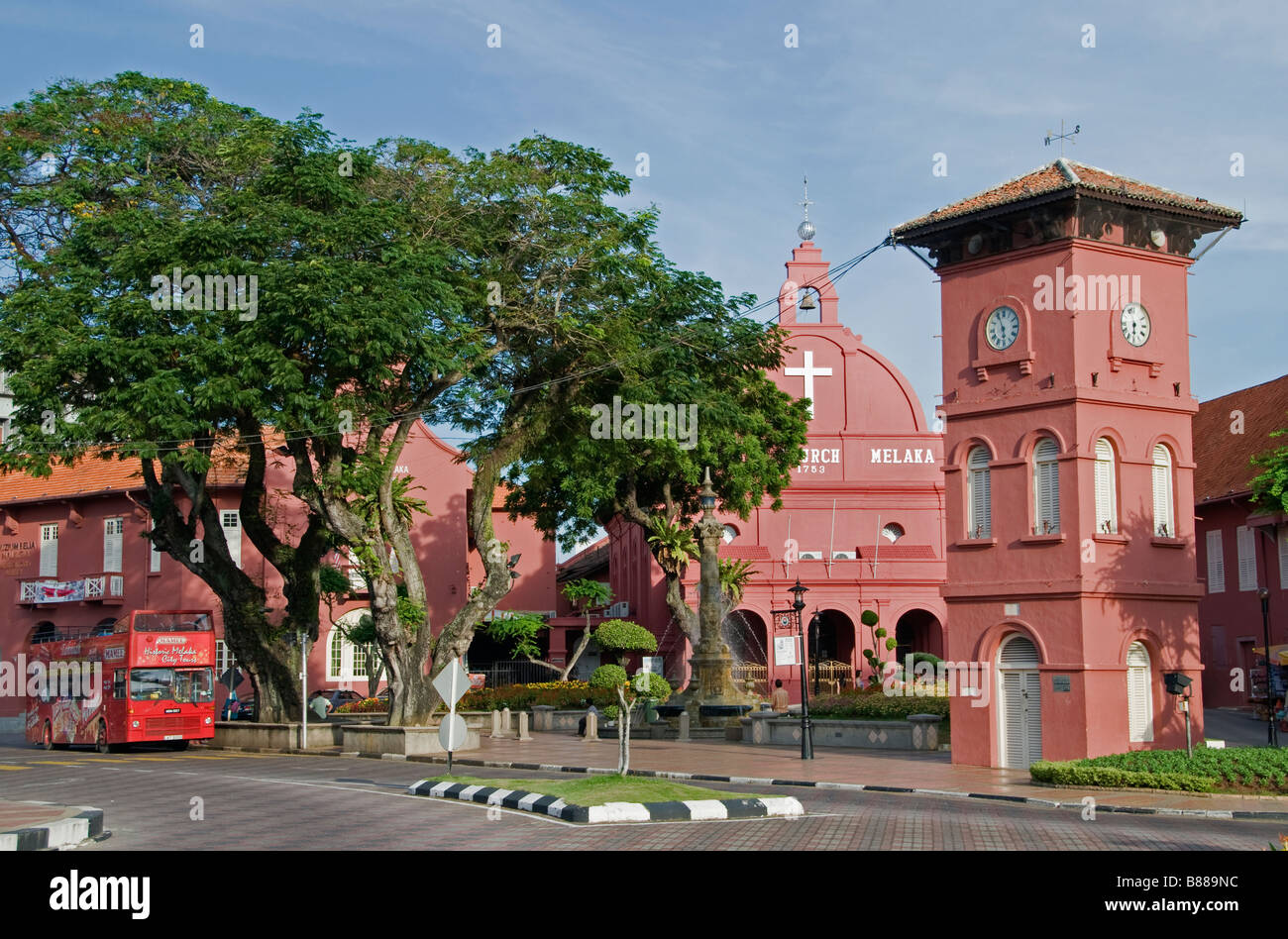 La Malaisie Malacca Christ Church tower Banque D'Images
