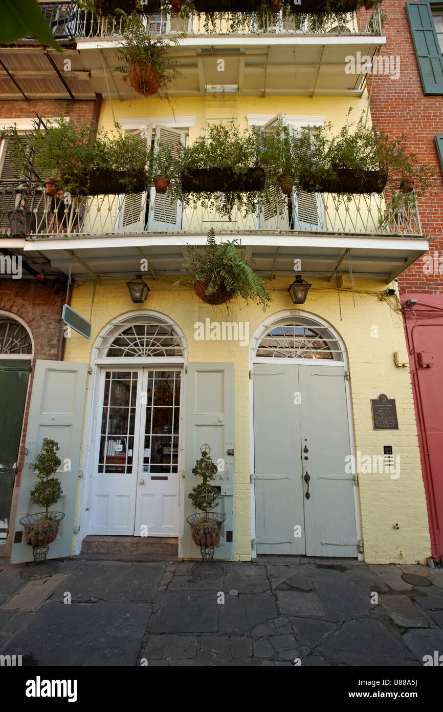 624 Allée de pirate à La Nouvelle-Orléans, où l'écrivain William Faulkner a vécu en 1925. Louisiane, Etats-Unis. Banque D'Images