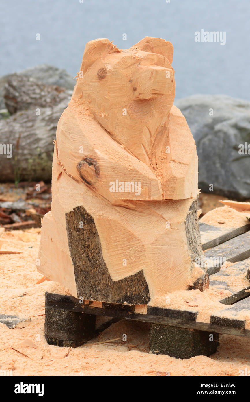 Chainsaw sculpture sur bois art populaire Banque D'Images