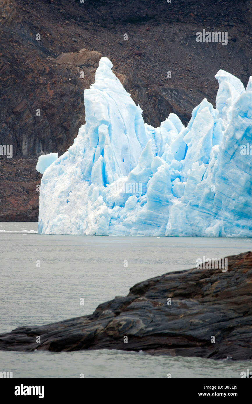 Gris glacier vue de Lago Grey, Torres del Paine, Chili Banque D'Images