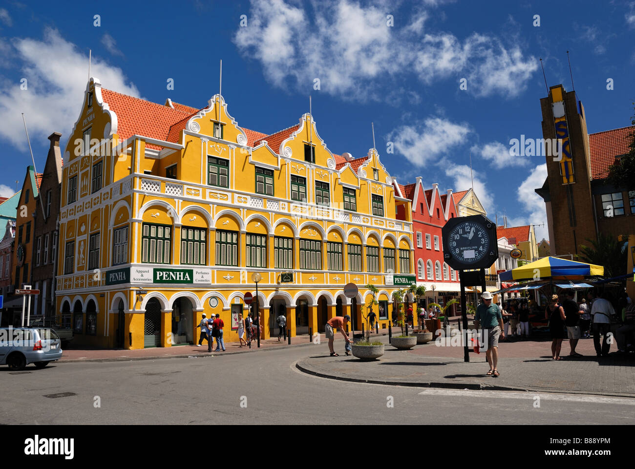 Le Penha et Fils est le plus ancien bâtiment de Willemstad, Curaçao, Antilles néerlandaises (Îles ABC). Banque D'Images