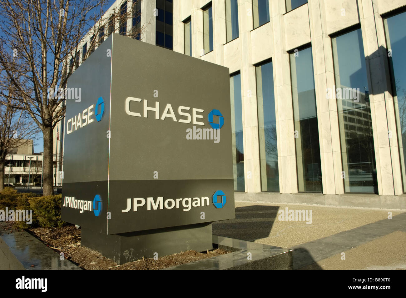 JP Morgan Chase Bank Building et signer à Grand Rapids Michigan USA Banque D'Images