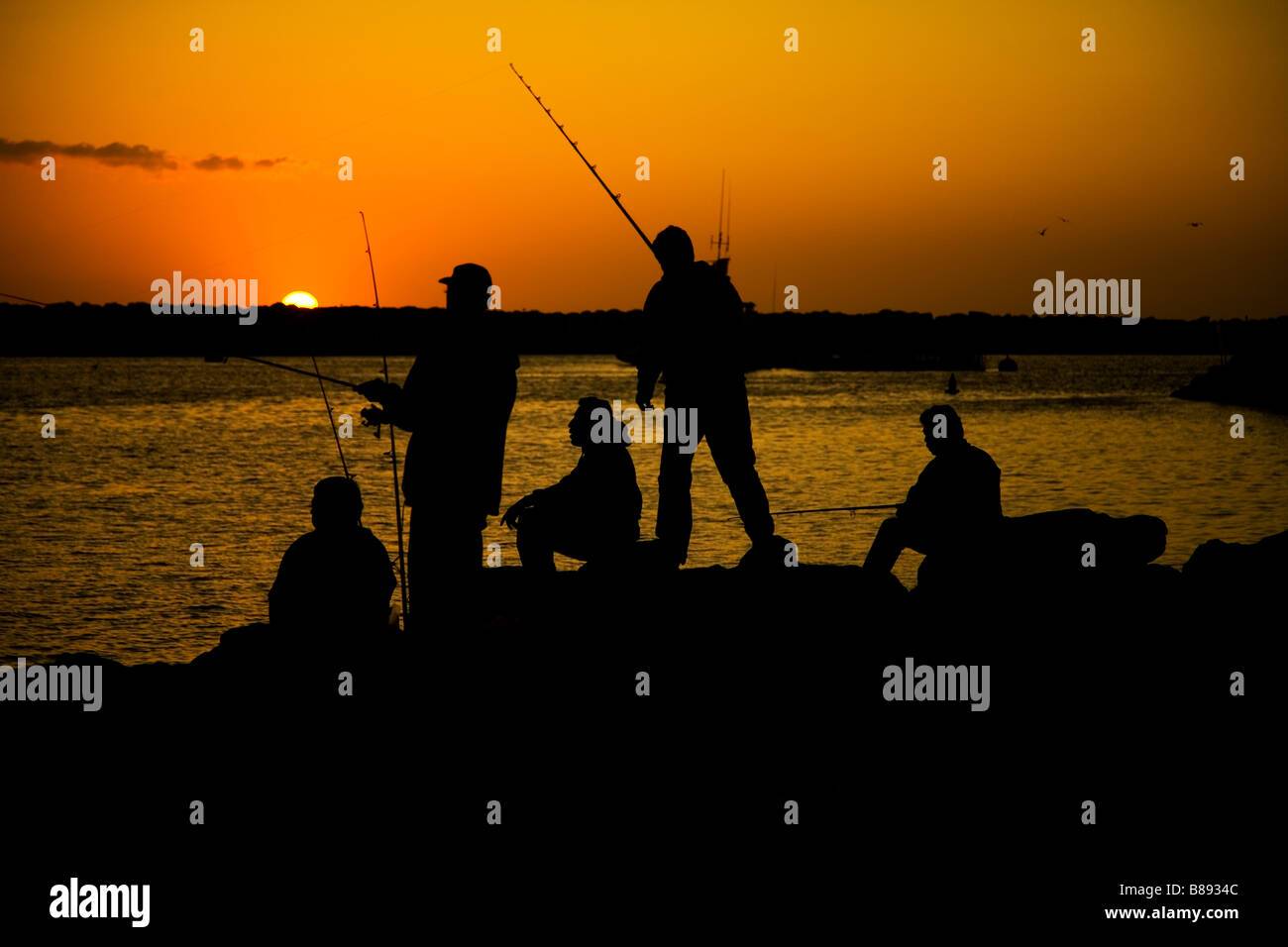 La pêche au large de la jetée de rock's à Redondo Beach Redondo Beach Los Angeles County California USA Banque D'Images