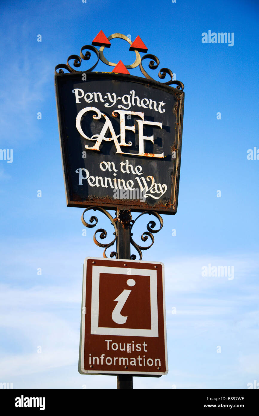 Pen Y Ghent Cafe Sign Horton dans Ribblesdale Angleterre Yorkshire Dales Banque D'Images