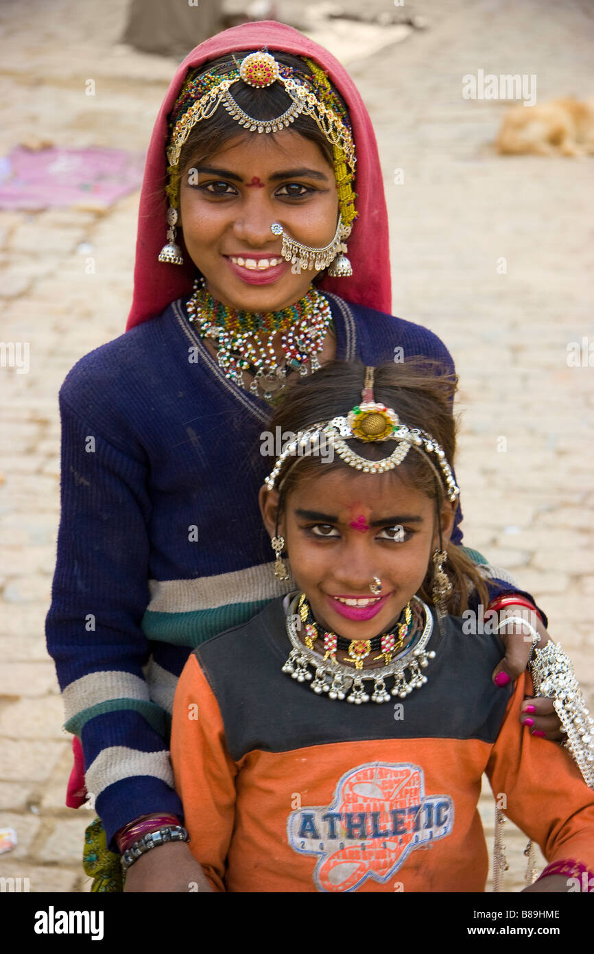 Les filles indiennes Inde Rajasthan Jaisalmer Banque D'Images