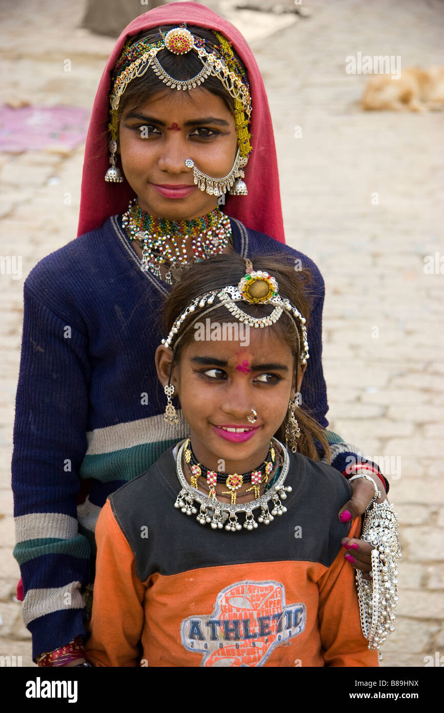 Les filles indiennes Inde Rajasthan Jaisalmer Banque D'Images