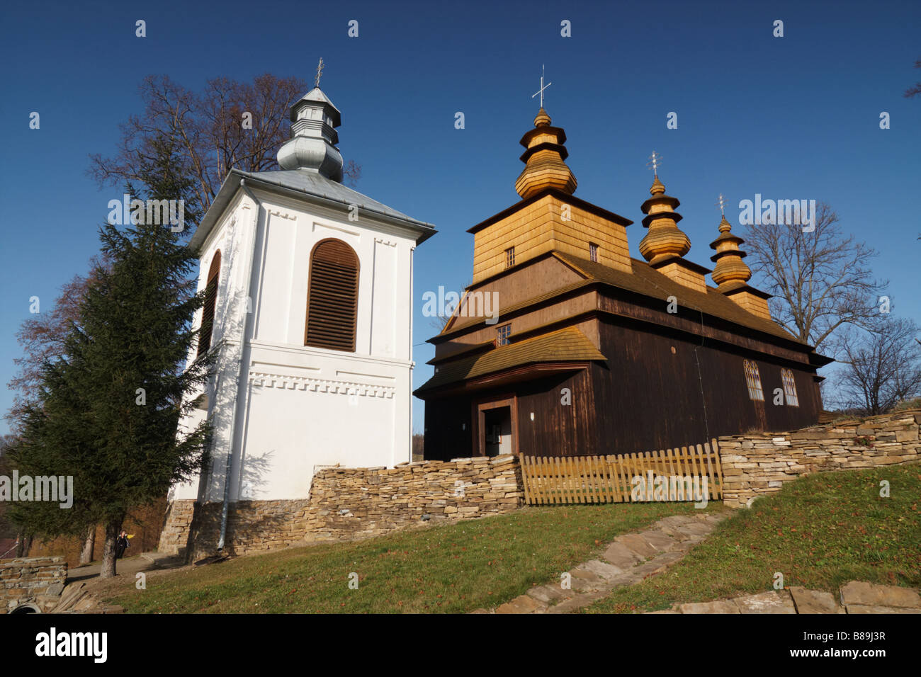 Une vieille église orthodoxe en Beskid Niski Wielki Wislok, Montagnes, sud-est de la Pologne Banque D'Images