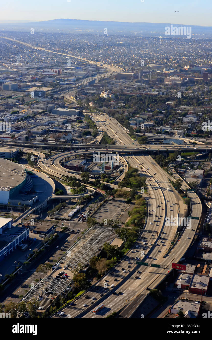 Vue aérienne du centre-ville de Los Angeles California USA Skyline Banque D'Images