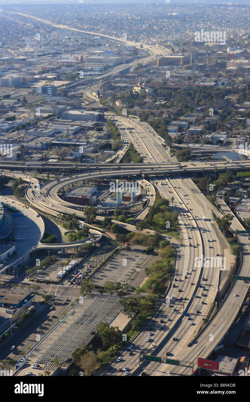 Vue aérienne du centre-ville de Los Angeles California USA Skyline Banque D'Images