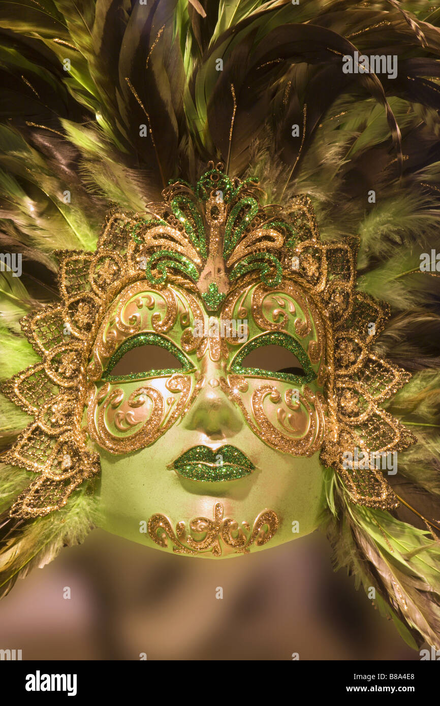 Masque de Venise verte Banque D'Images