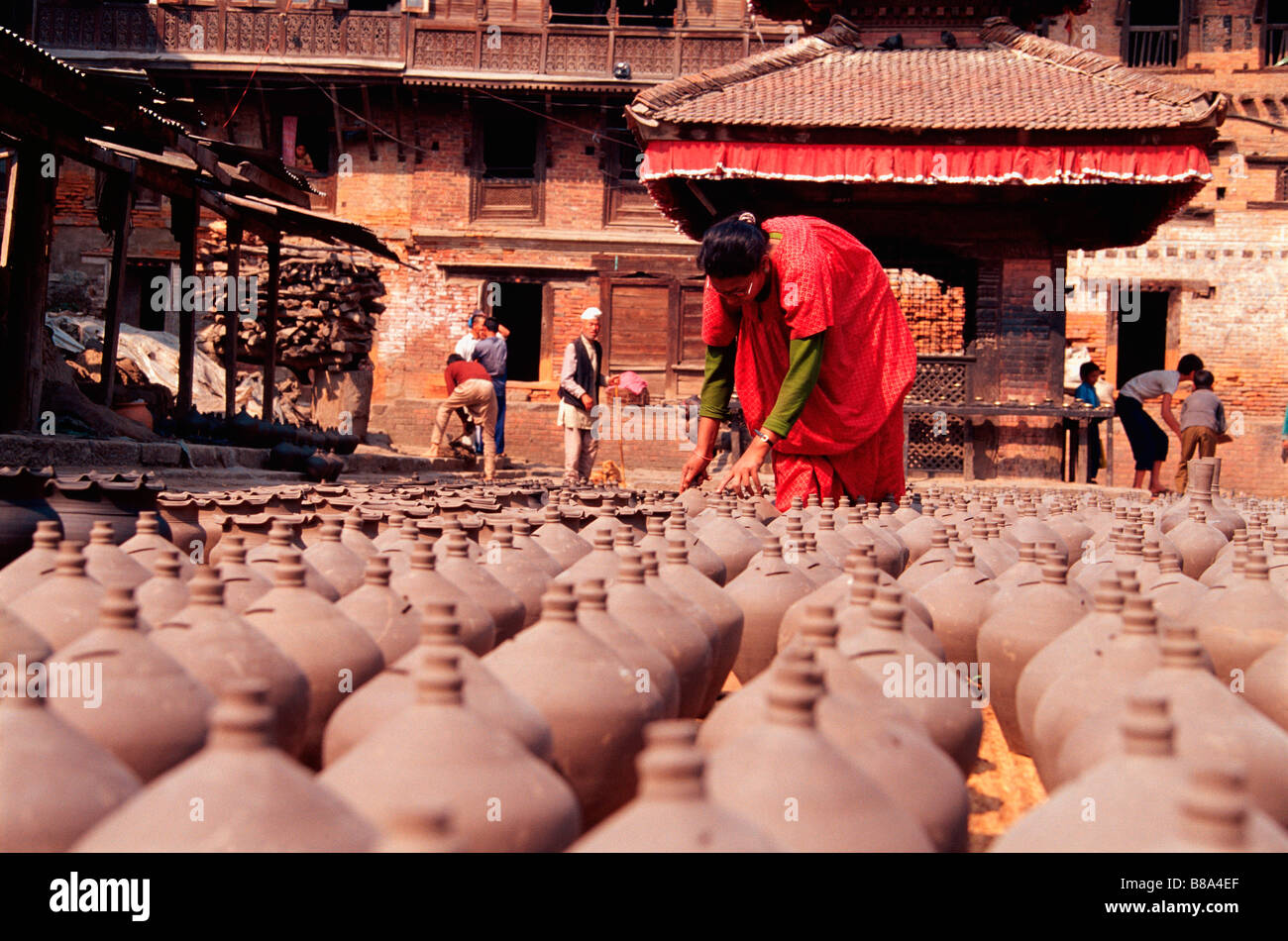 Le Népal Bhaktapur,potiers,Square Banque D'Images