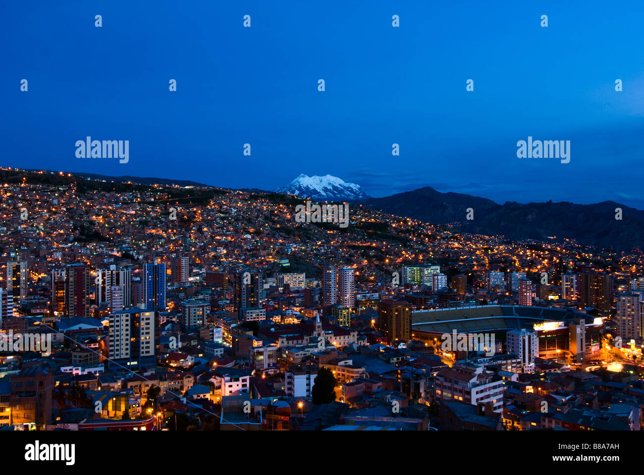 Panorama de nuit La Paz Bolivie Banque D'Images