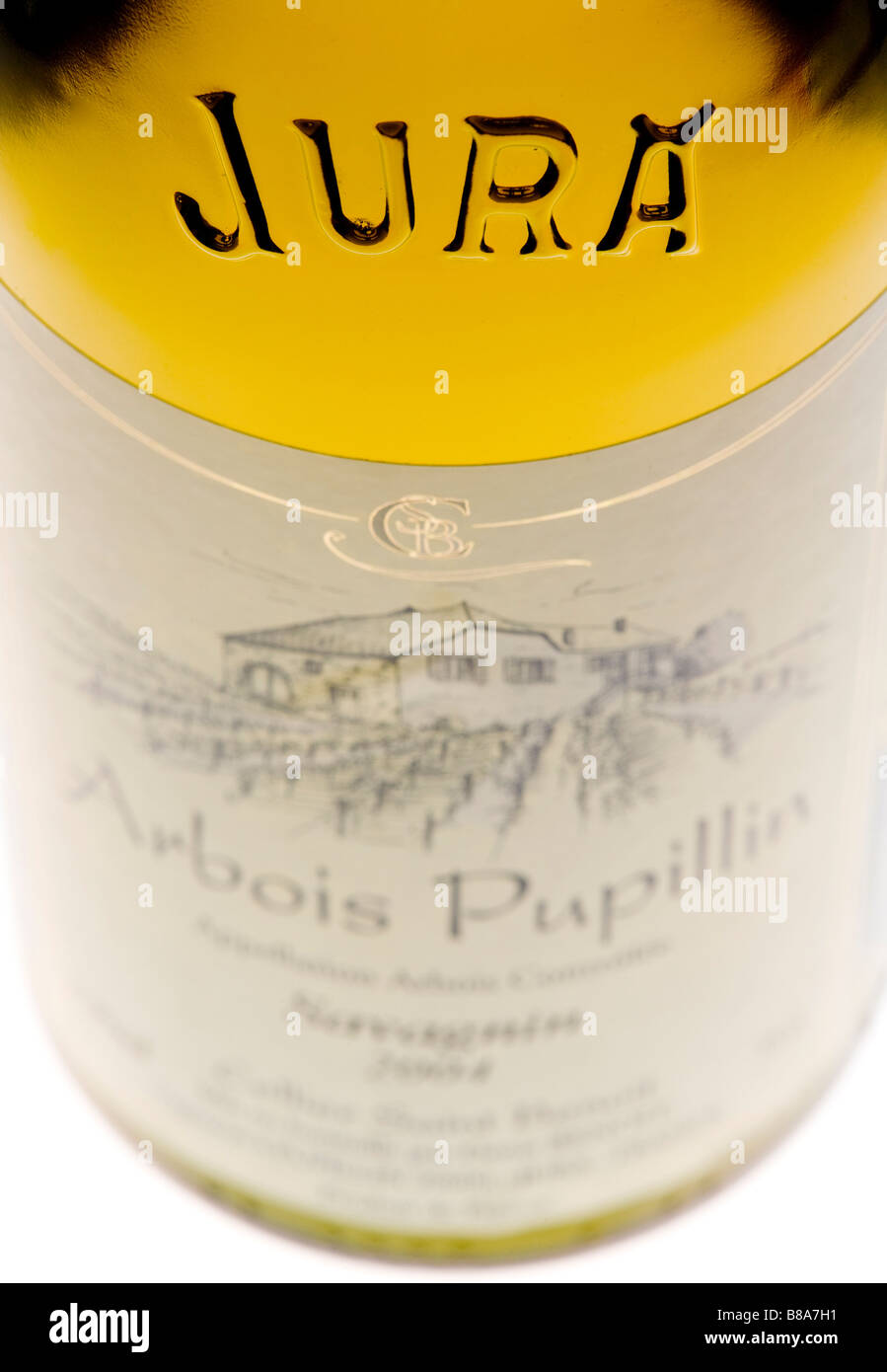 Bouteille de vin s détail Jura France Banque D'Images