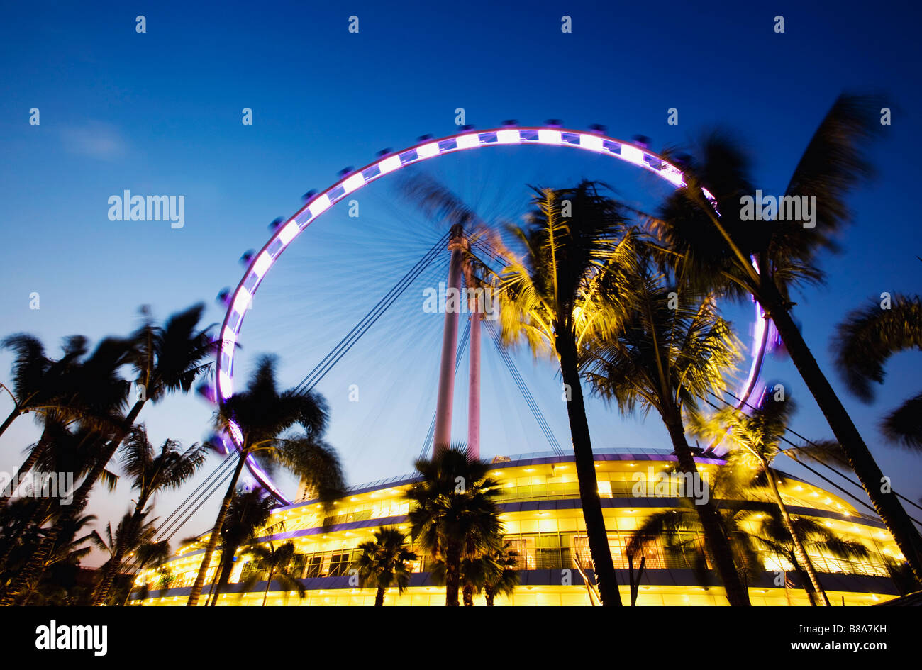 Singapour, Singapore Flyer roue d'observation. Banque D'Images