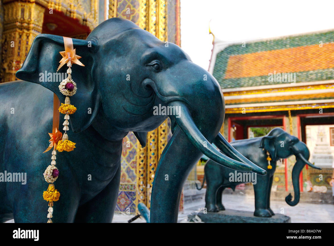 Blue Elephant statue Wat Ratchabophit temple dans le centre de Bangkok en Thaïlande Banque D'Images