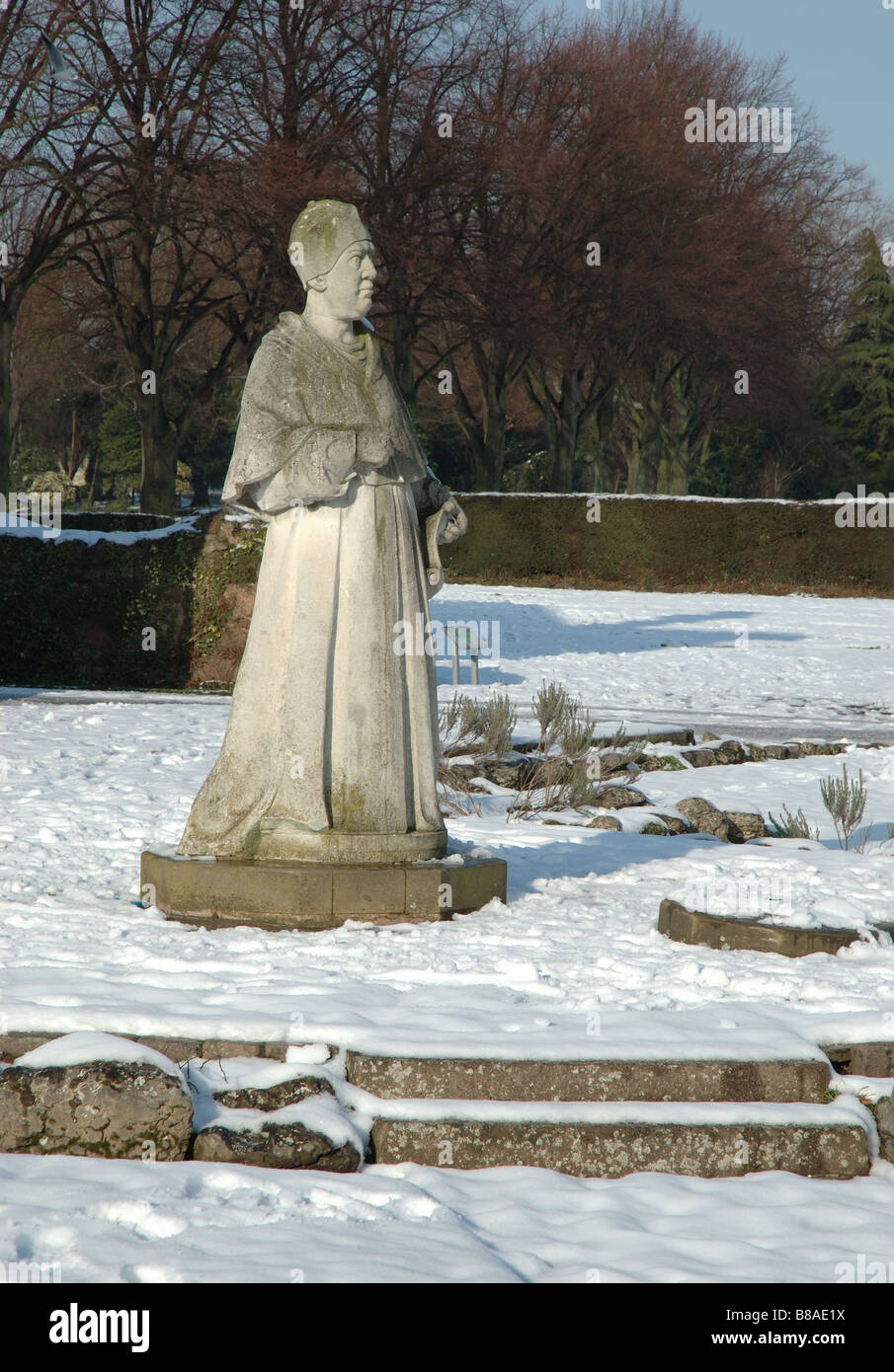 Statue du Cardinal Wolsey, Abbey Park, Leicester, England, UK Banque D'Images