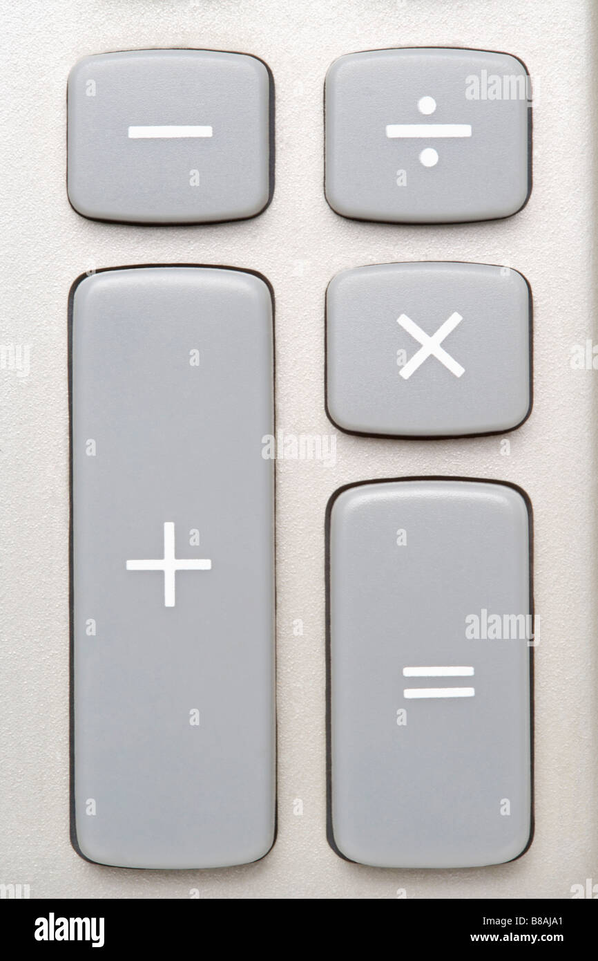 Clavier avec moins signe plus l'égalité de la multiplication et de la  division Photo Stock - Alamy