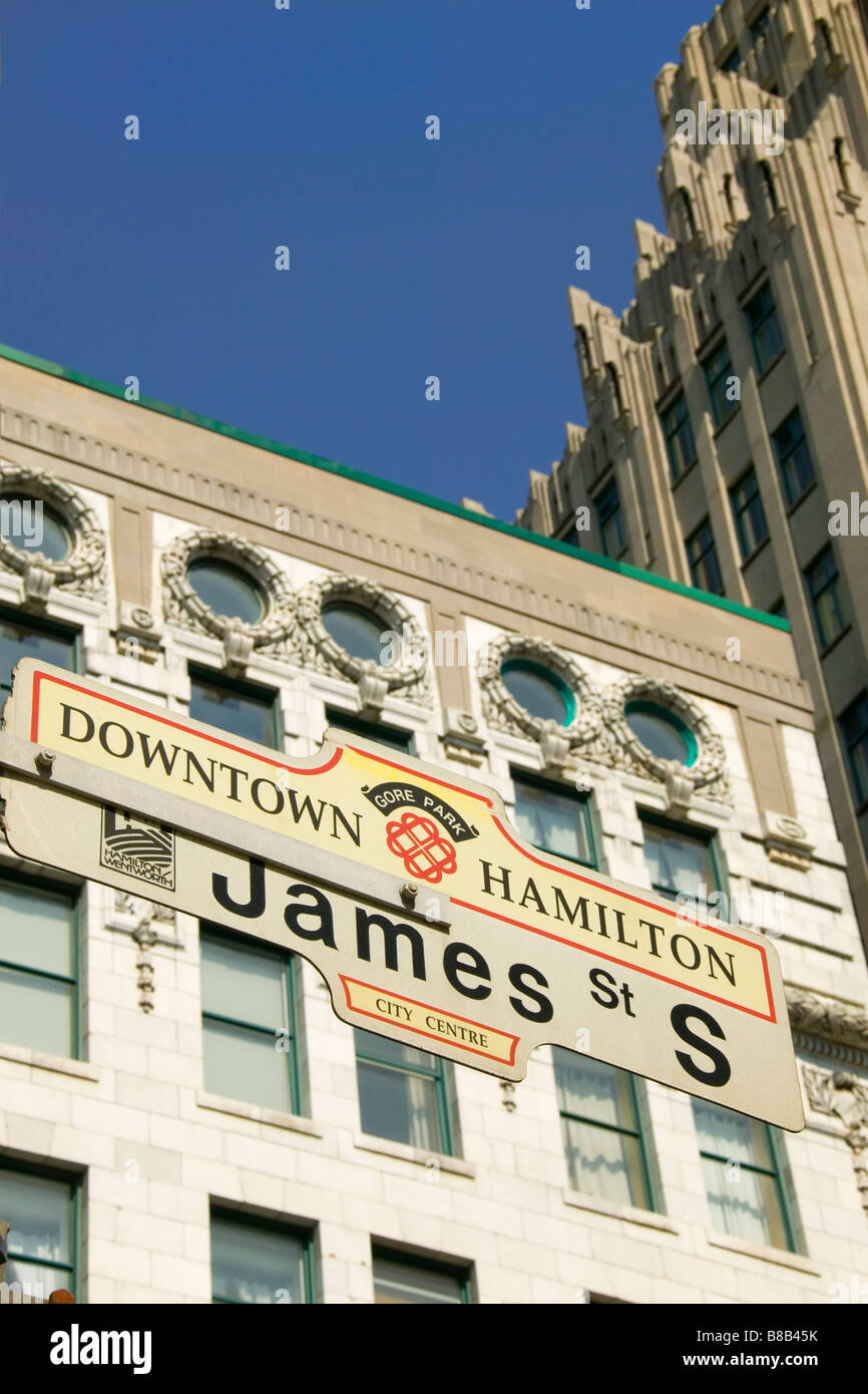 St James Street Sign, Hamilton, Banque D'Images