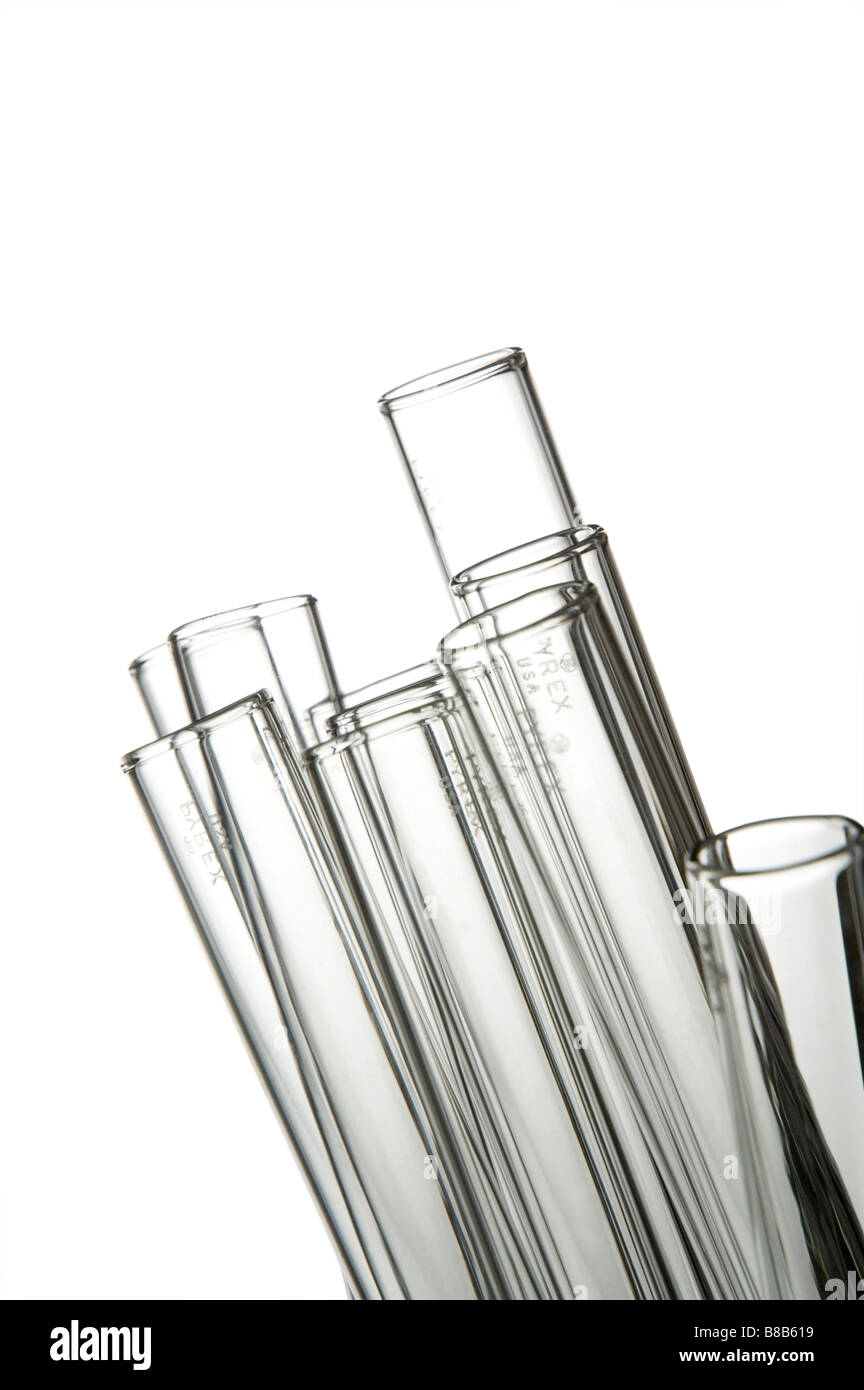 Tubes à essai en verre science lab Banque D'Images