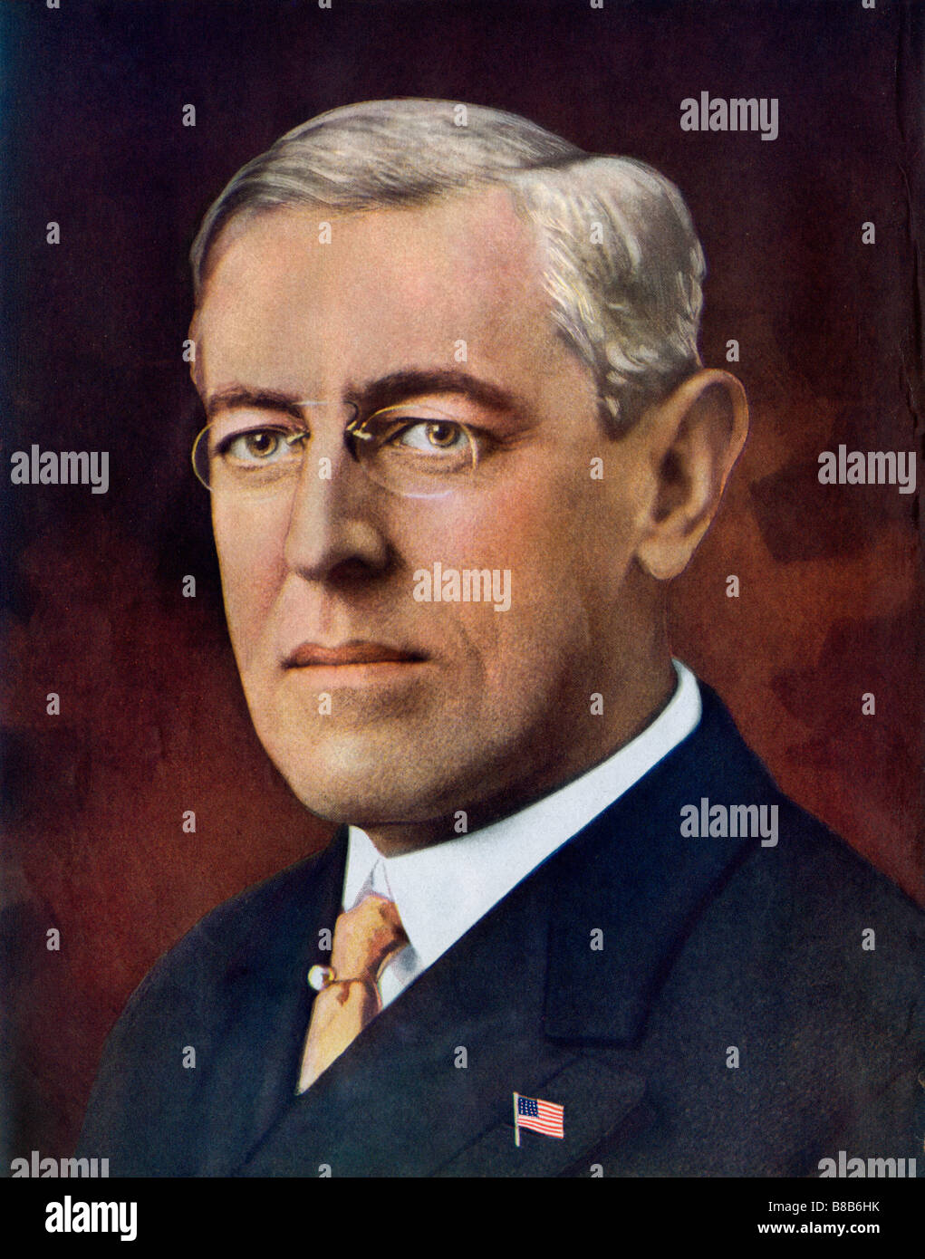 Woodrow Wilson, président des États-Unis. Des demi-teintes d'une photographie teinté Banque D'Images Woodrow Wilson, président des États-Unis. Des demi-teintes d'une photographie teinté Banque D'Images