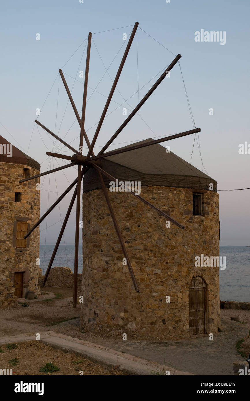 Vieux Moulin conservé sur l'île de Chios, Grèce Banque D'Images