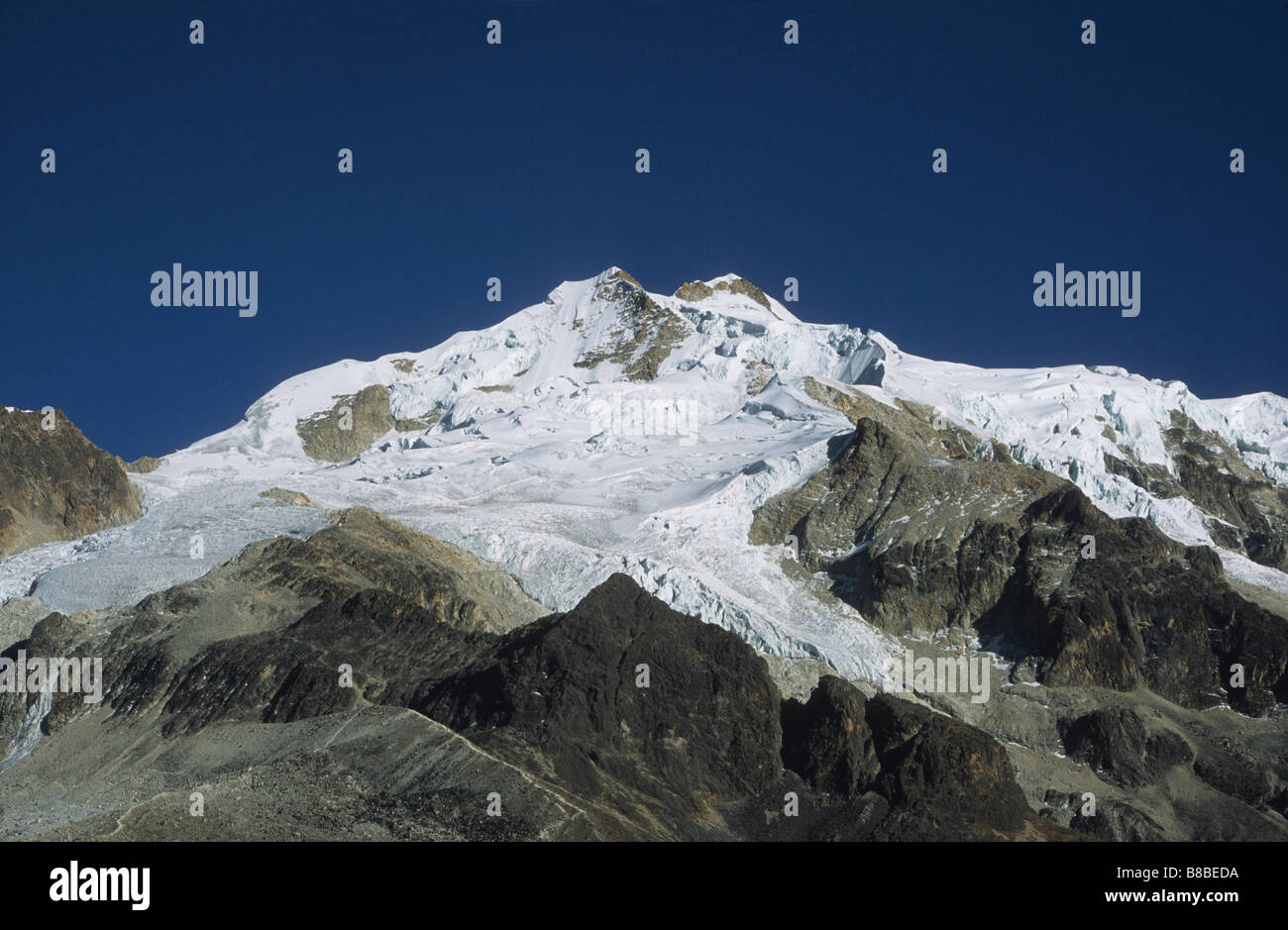 Recul de glacier sur Mt Huayna Potosi, Bolivie, la Cordillère Real Banque D'Images