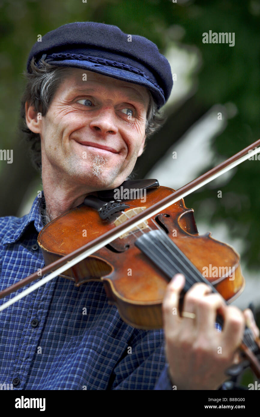 Musicien ambulant, Ville de Québec, Québec, Canada Banque D'Images