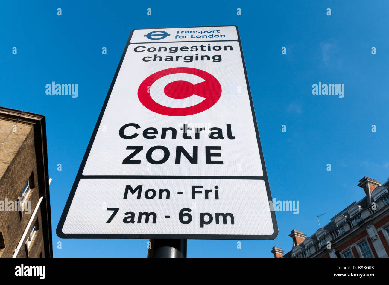 Congestion Charge zone signe à Londres Angleterre Royaume-uni Banque D'Images