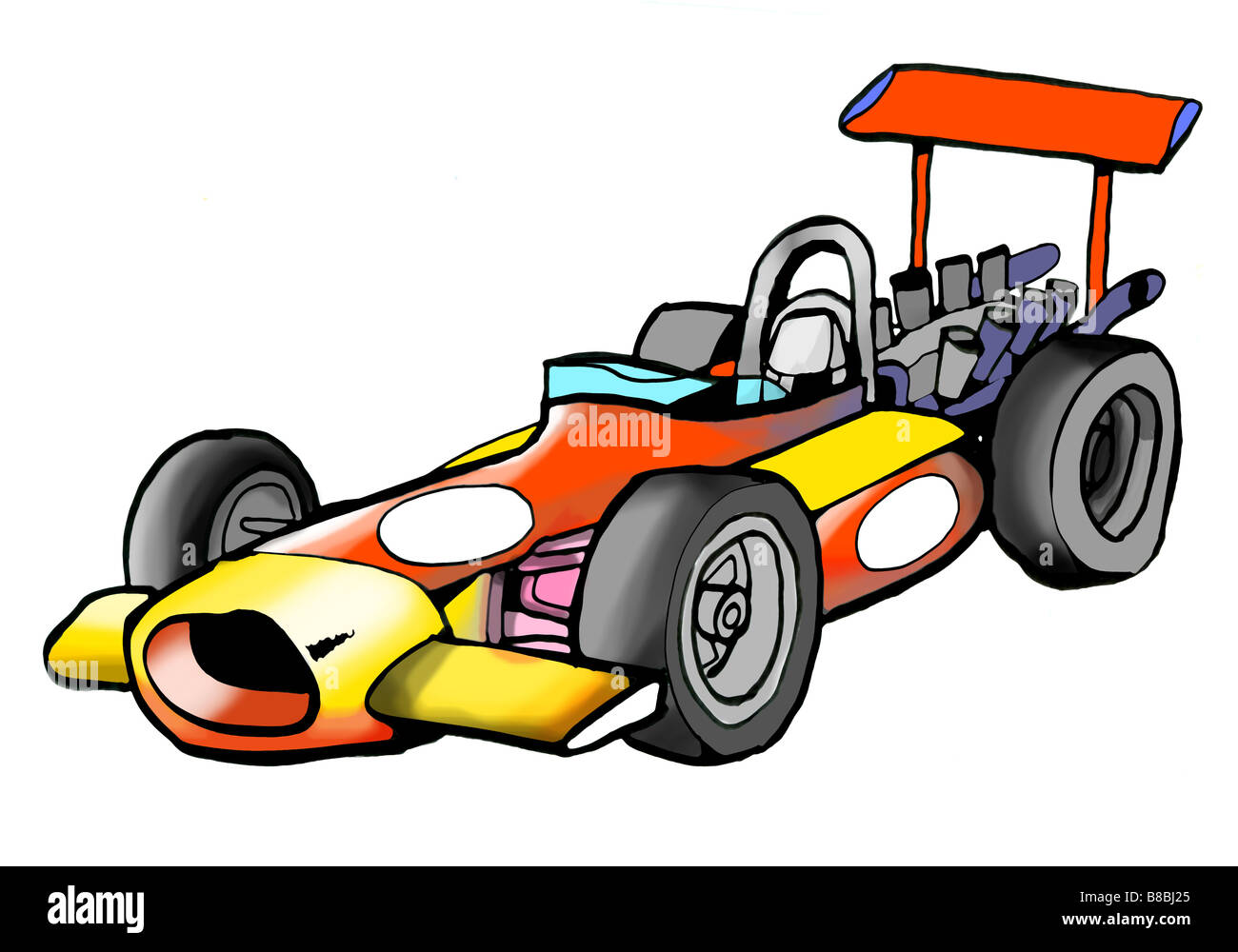 Découper illustration d'une voiture de course de Formule 1 vintage Banque D'Images