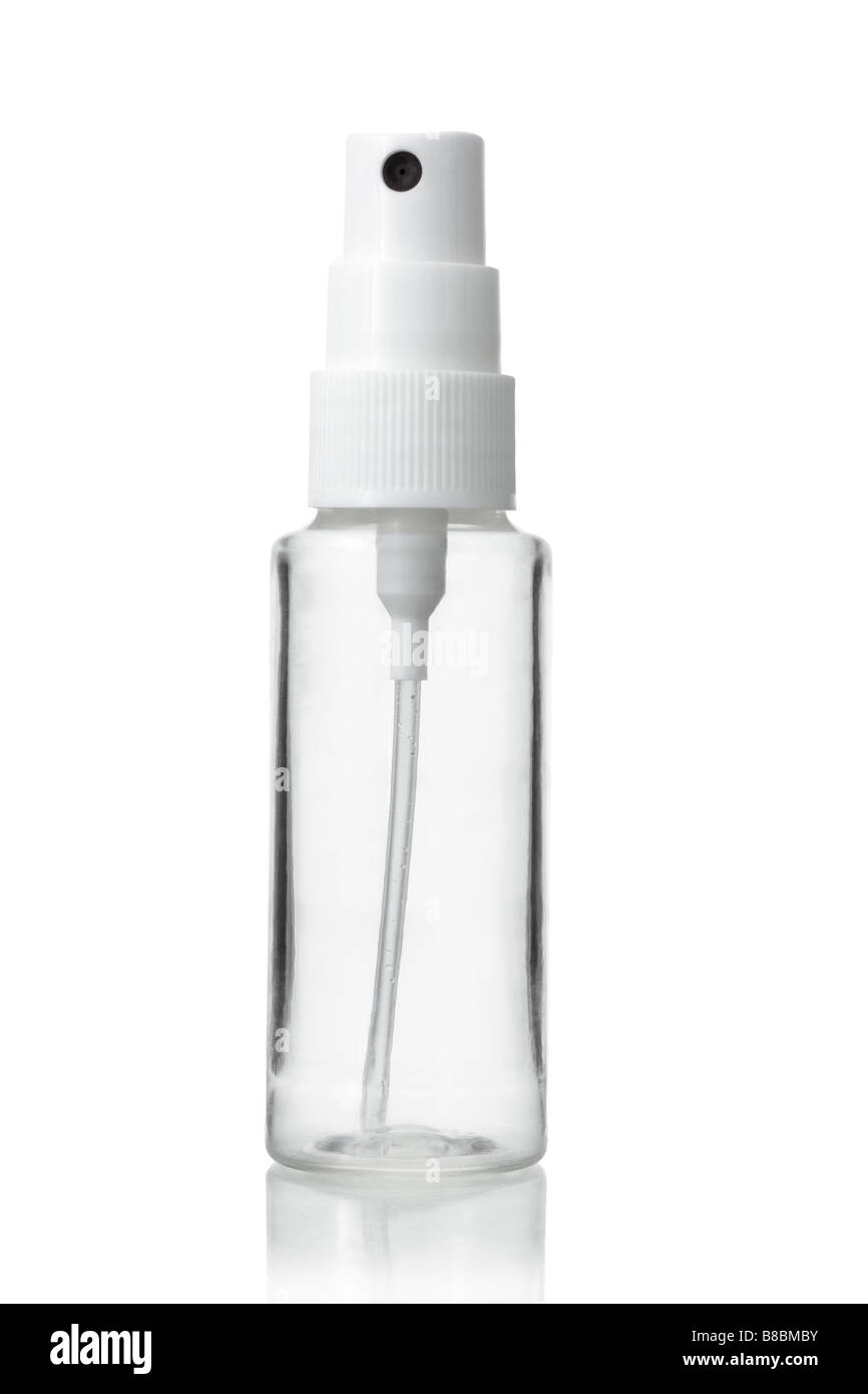 Bouteille vide de l'aérosol sur fond blanc Banque D'Images