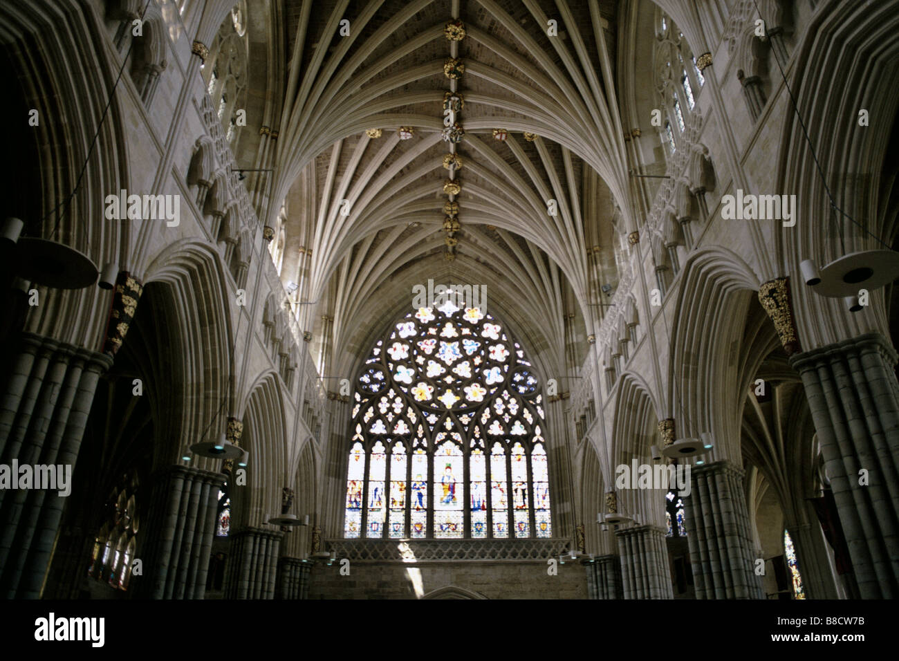 Intérieur de la cathédrale d'Exeter, Devon, UK Banque D'Images