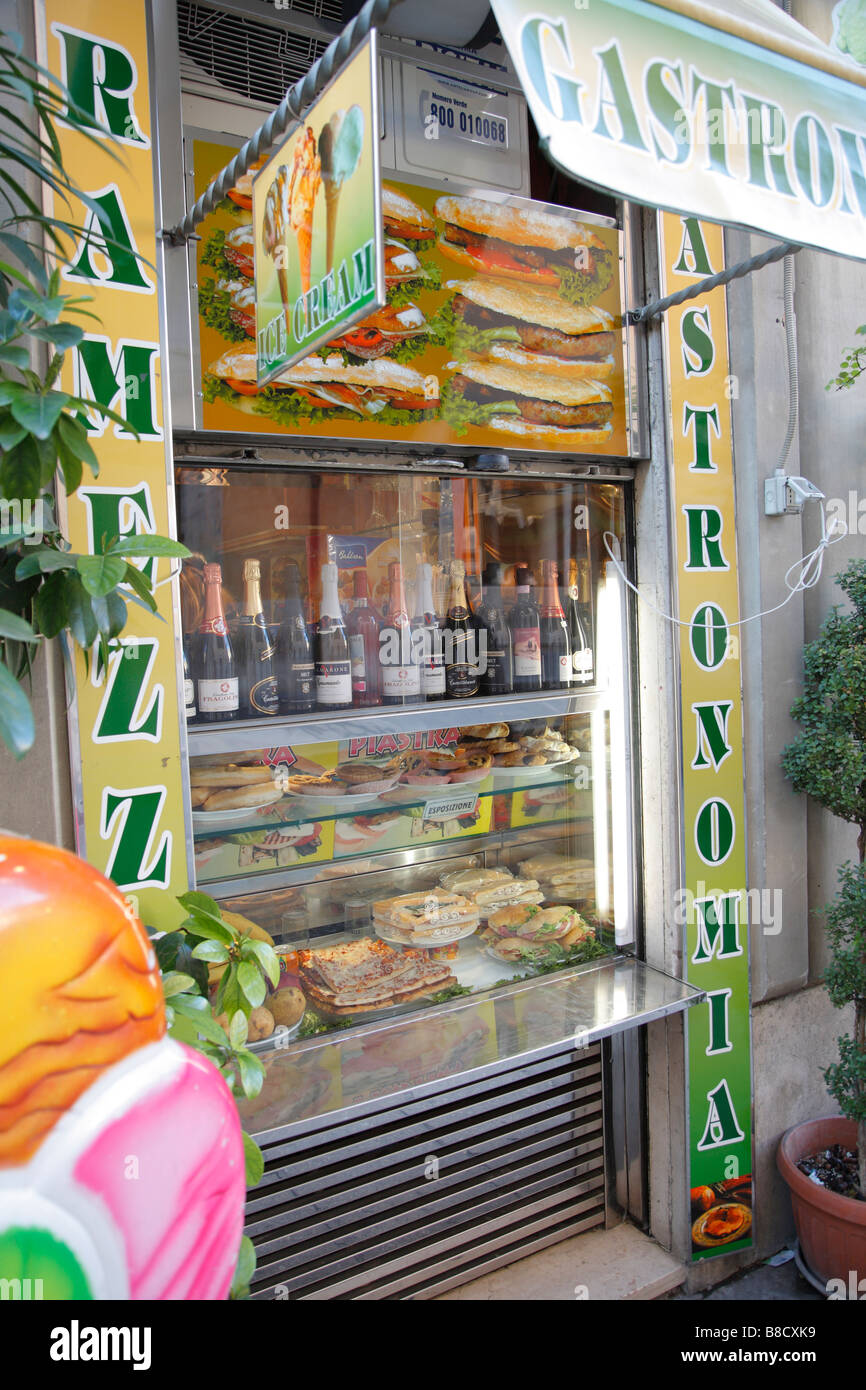 Fenêtre d'un snack-bar, d'Espagne, Rome, Italie Banque D'Images