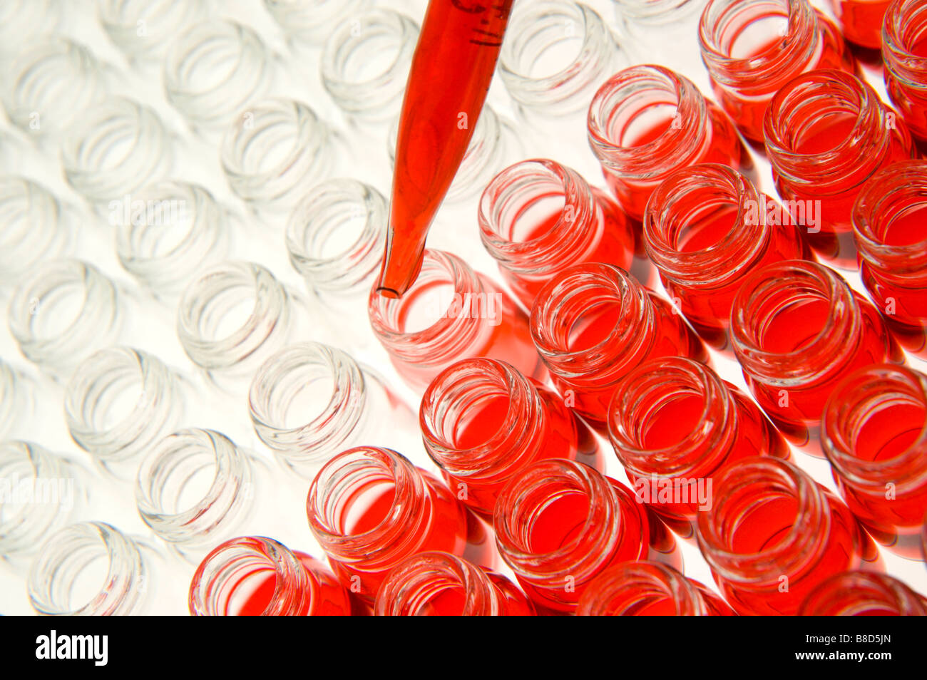 Dans des flacons de verre science lab Banque D'Images