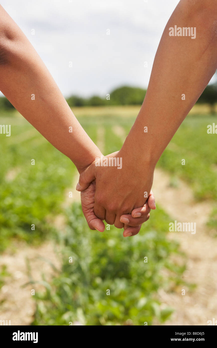 Strawberry field Holding Hands Banque D'Images