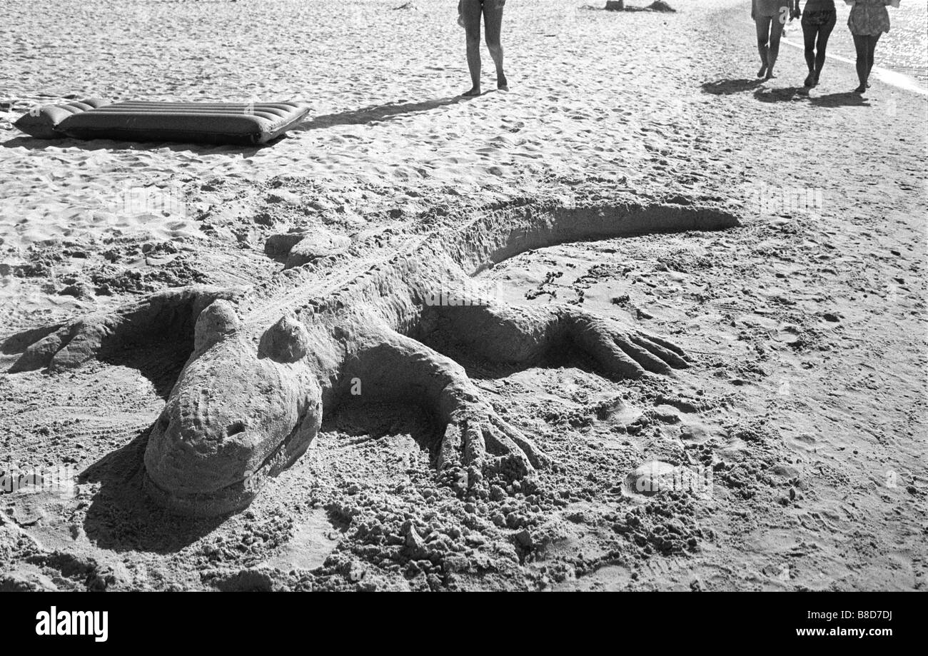 Sculptures de Sable Alligator, le parc provincial de Grand Beach, au Manitoba Banque D'Images