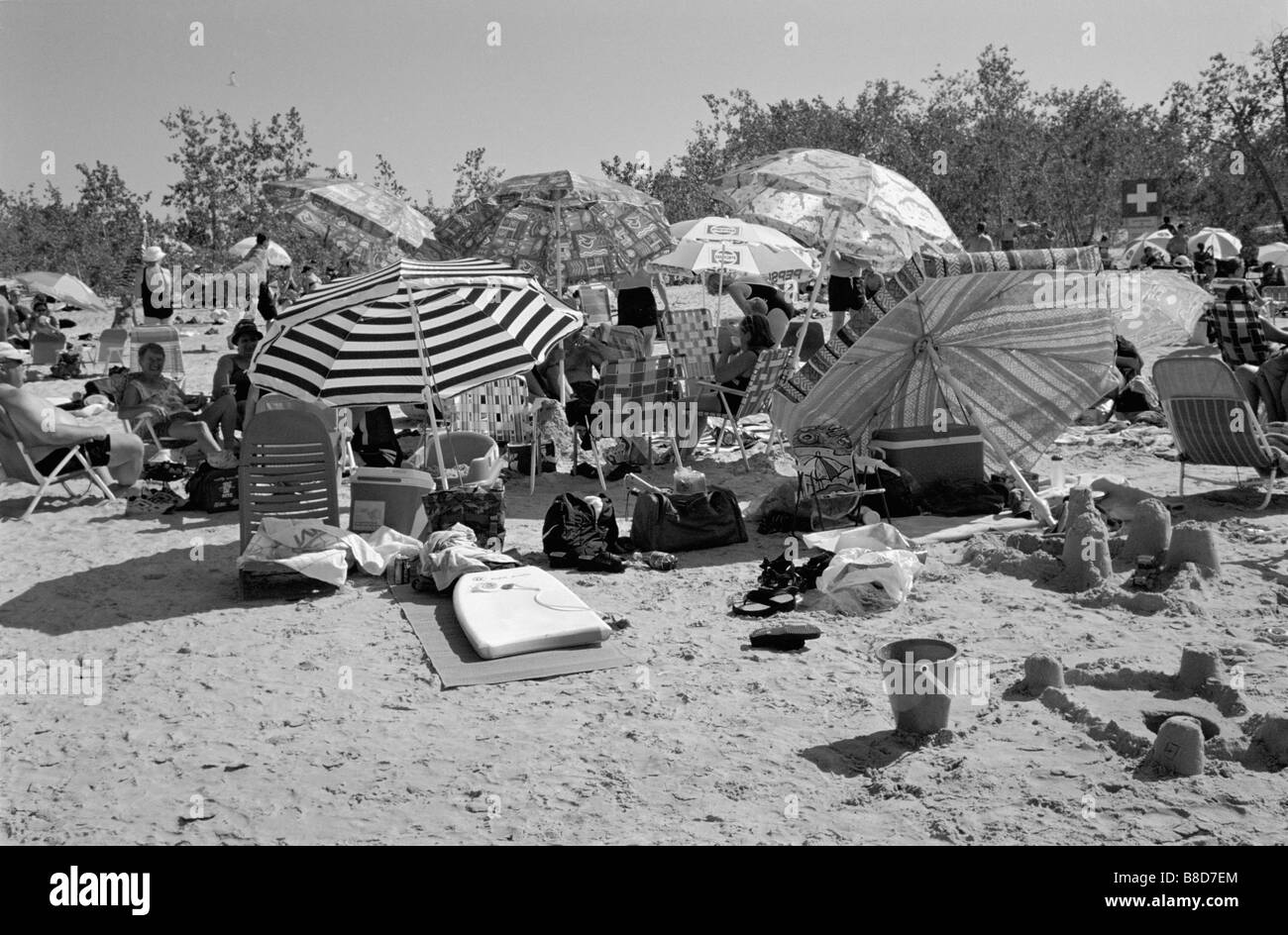 Plage bondée, le parc provincial de Grand Beach, au Manitoba Banque D'Images