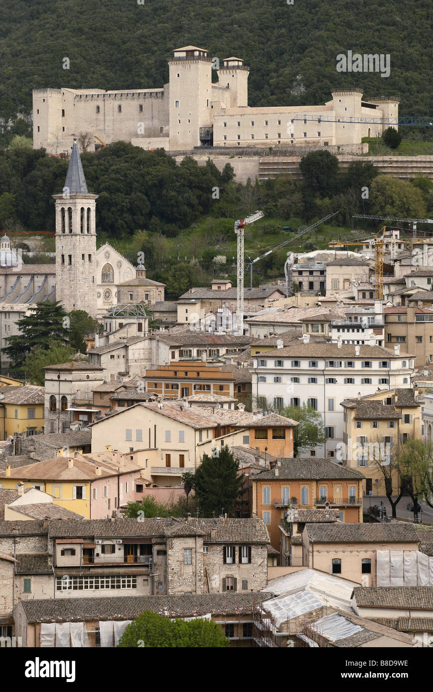 Rocca Albornoziana & Santa Maria dell'Assunta, Spoleto, Ombrie, Italie Banque D'Images
