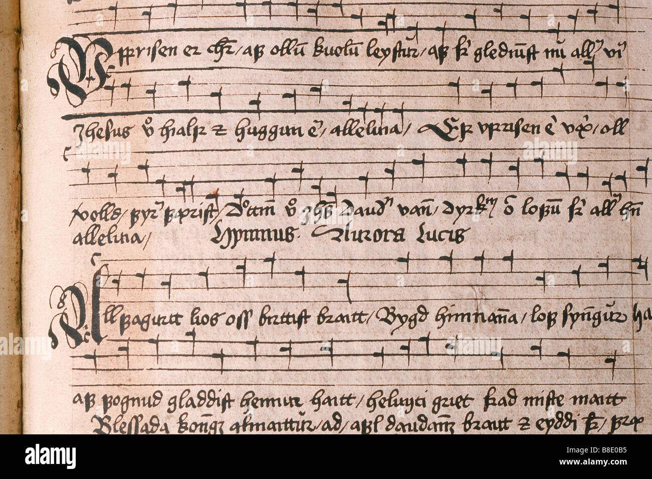 12ème-14ème siècle manuscrits musicaux des Sagas islandaises à la Bibliothèque nationale, Reykjavik Islande Banque D'Images