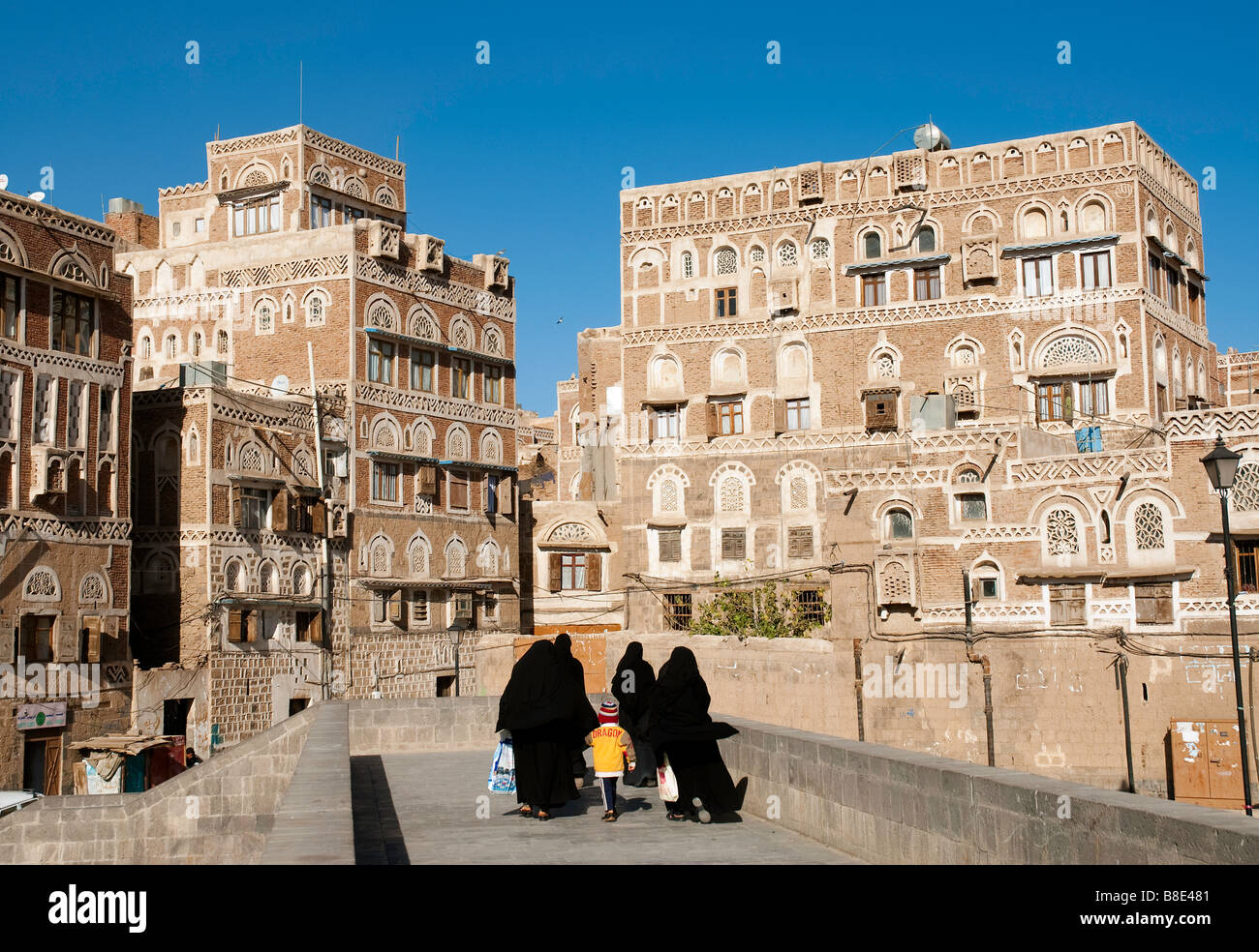 La vieille ville de Sanaa Yémen ville architecture traditionnelle arabe Banque D'Images