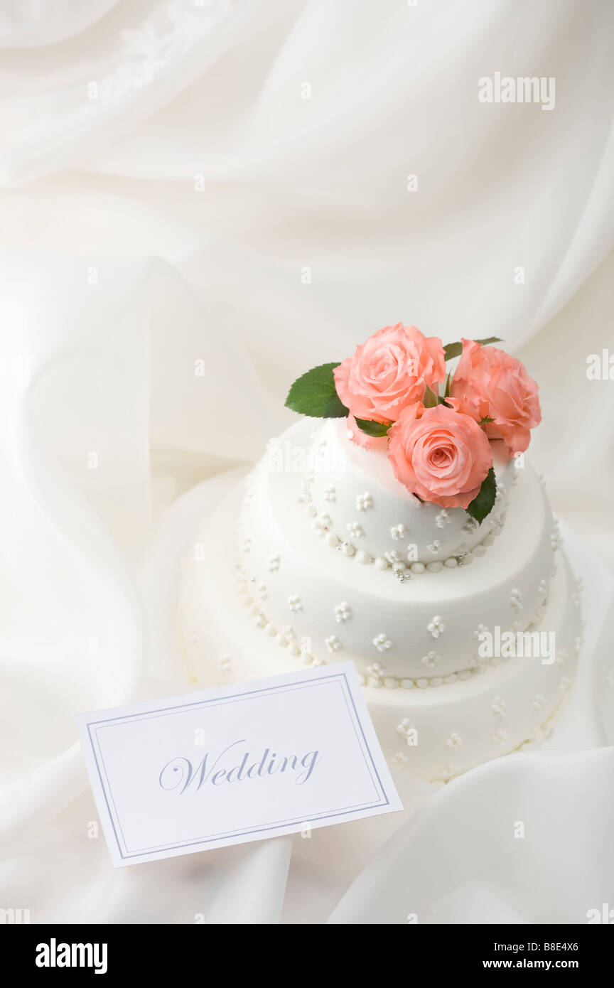 Gâteau de mariage mariage et de la carte Banque D'Images